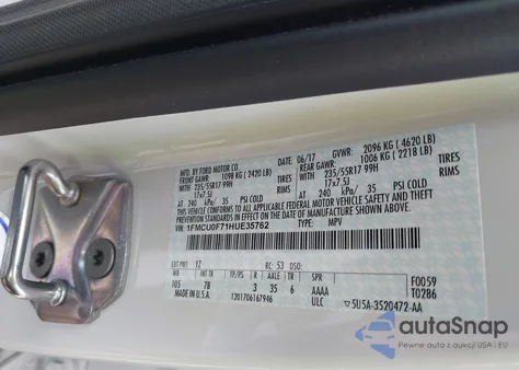 2017 Ford Escape S from USA, damaged, VIN 1FMCU0F71HUE35762